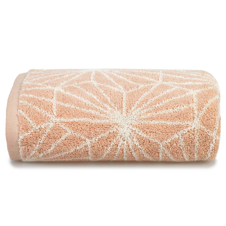 Madrid Geometric Jacquard Cotton Towel Blush - Hand Towel - Ideal Textiles
