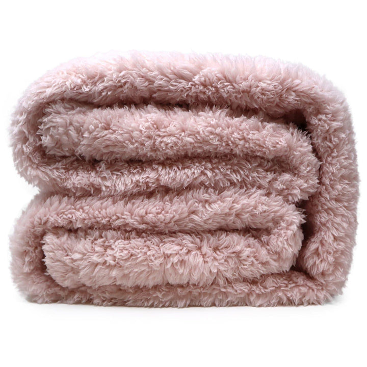 Teddy Bear Fleece Blush Pink Throw Blankets -  - Ideal Textiles