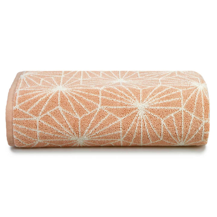 Madrid Geometric Jacquard Cotton Towel Blush - Bath Sheet - Ideal Textiles