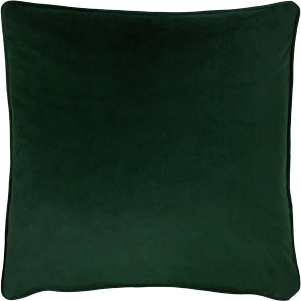 Opulence Soft Velvet Piped Bottle Green Filled Cushions 22'' x 22'' - Polyester Pad - Ideal Textiles