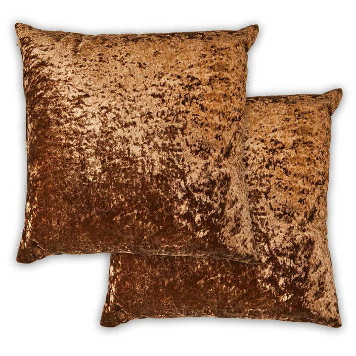 Crushed Velvet Chocolate Cushion Cover 17'' x 17'' - Ideal