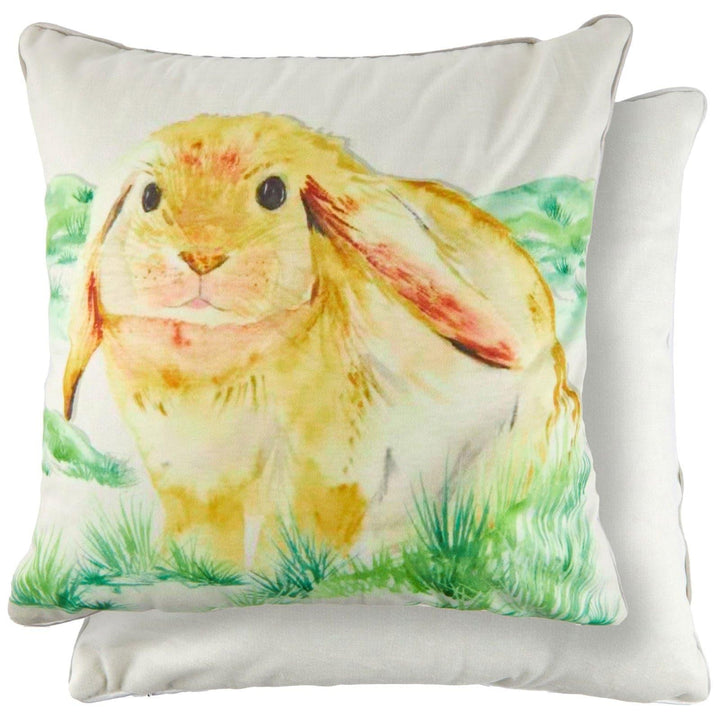 Bunny Rabbit Watercolour Velvet Cushion Cover 17" x 17" -  - Ideal Textiles