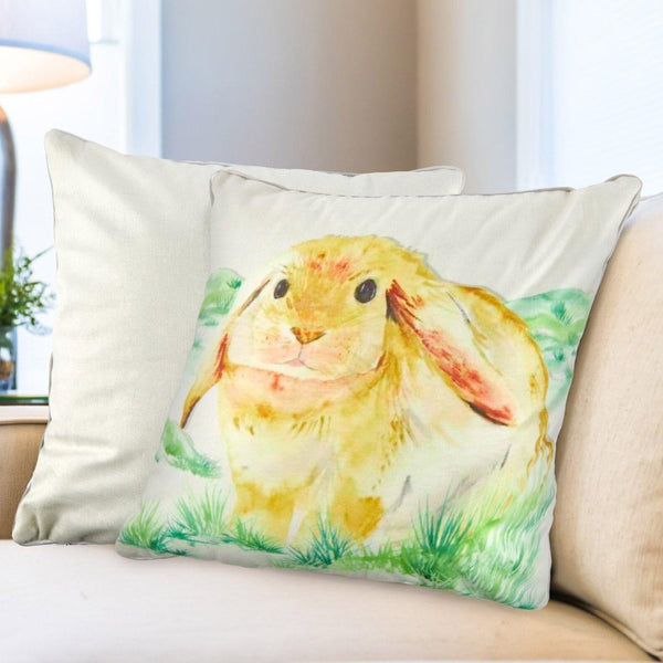 Bunny Rabbit Watercolour Velvet Cushion Cover 17" x 17" -  - Ideal Textiles