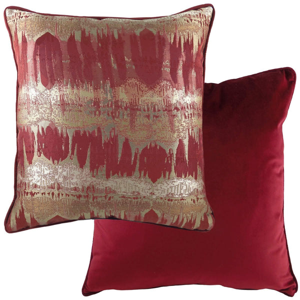 Inca Metallic Textural Burgundy Filled Cushions 17'' x 17'' - Polyester Pad - Ideal Textiles