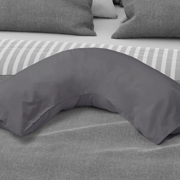 Percale 180 Thread Count Grey V-Shape Pillowcase - Ideal