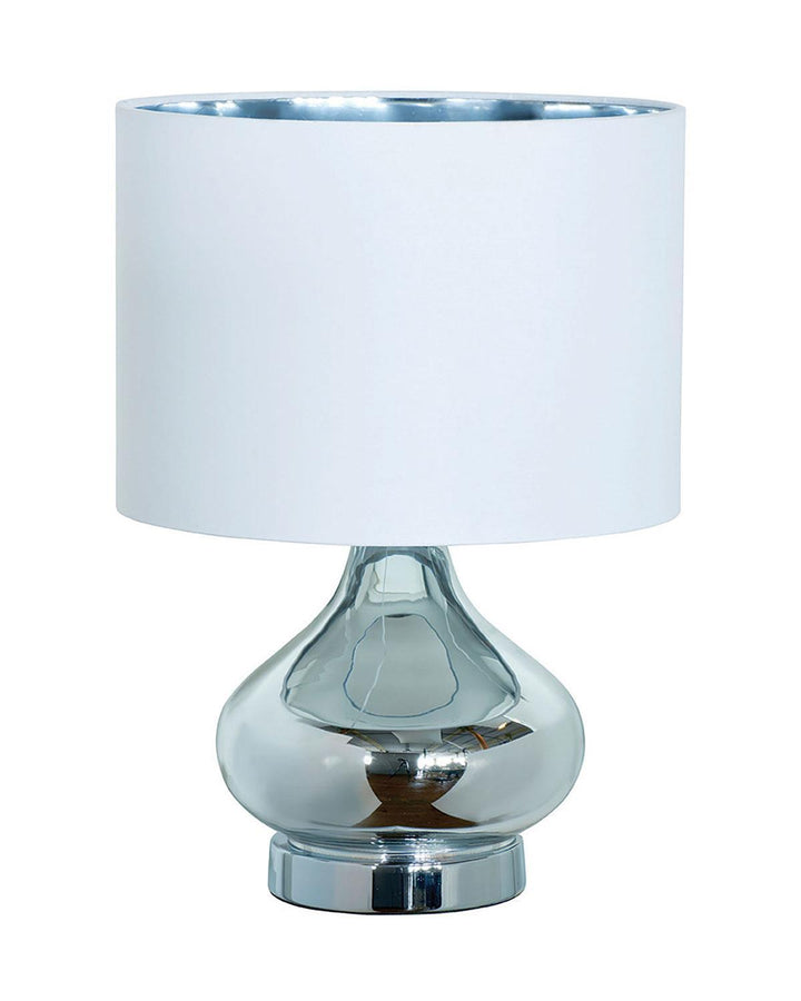 Satin Nickel Clarissa Table Lamp with White Shade - Ideal