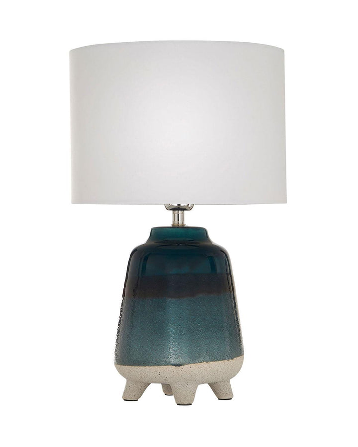 Blue and Sand Coast Table Lamp with White Shade - Ideal
