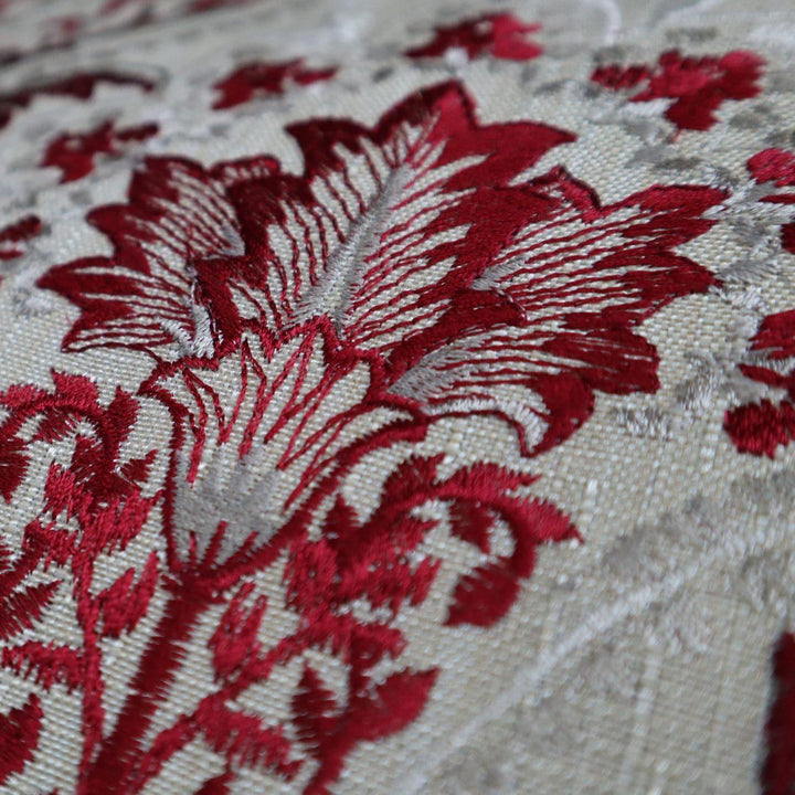 FABRIC SAMPLE - Lynwood Carmine Embroidered -  - Ideal Textiles
