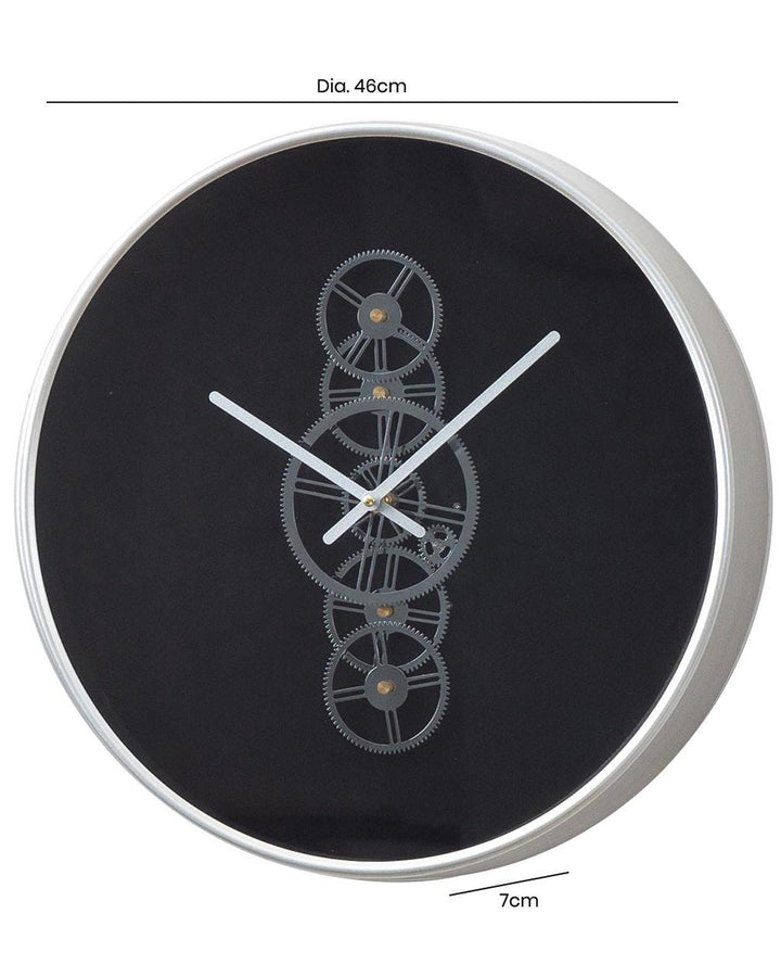 Alki Black & Silver Moving Gears Clock - Ideal