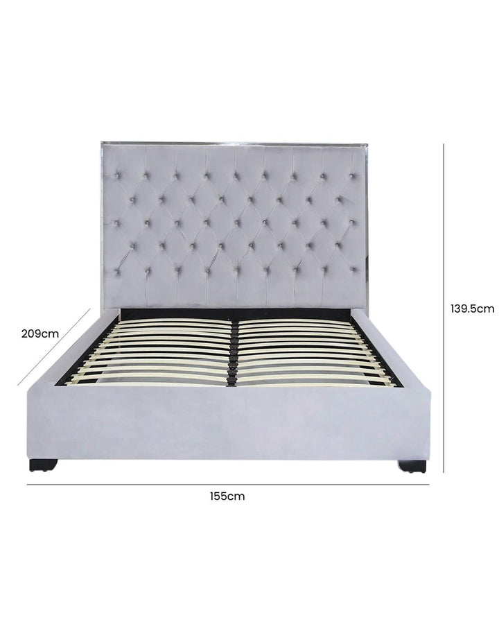Mayfair Grey Upholstered Double Bed Frame - Ideal