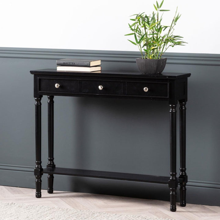 Braemar Black Wood Console Table - Ideal