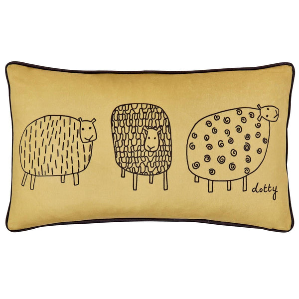 Dotty Sheep Ochre Filled Cushion - Ideal