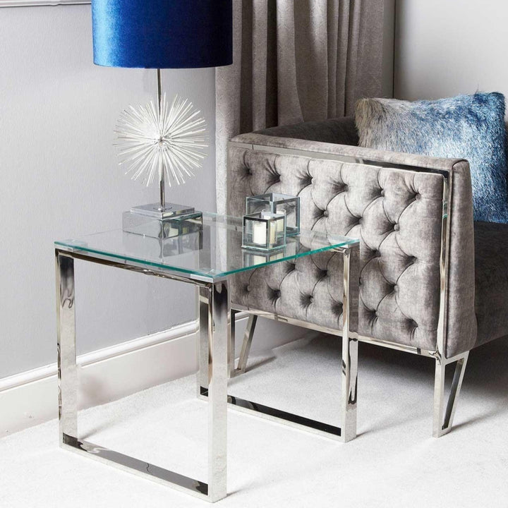 Vogue Chrome Glass Side Table - Ideal
