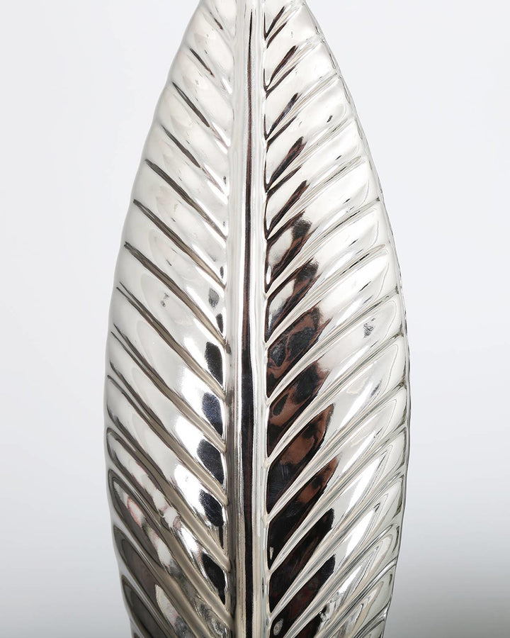Silver Ceramic Leaf Ornament - Ideal