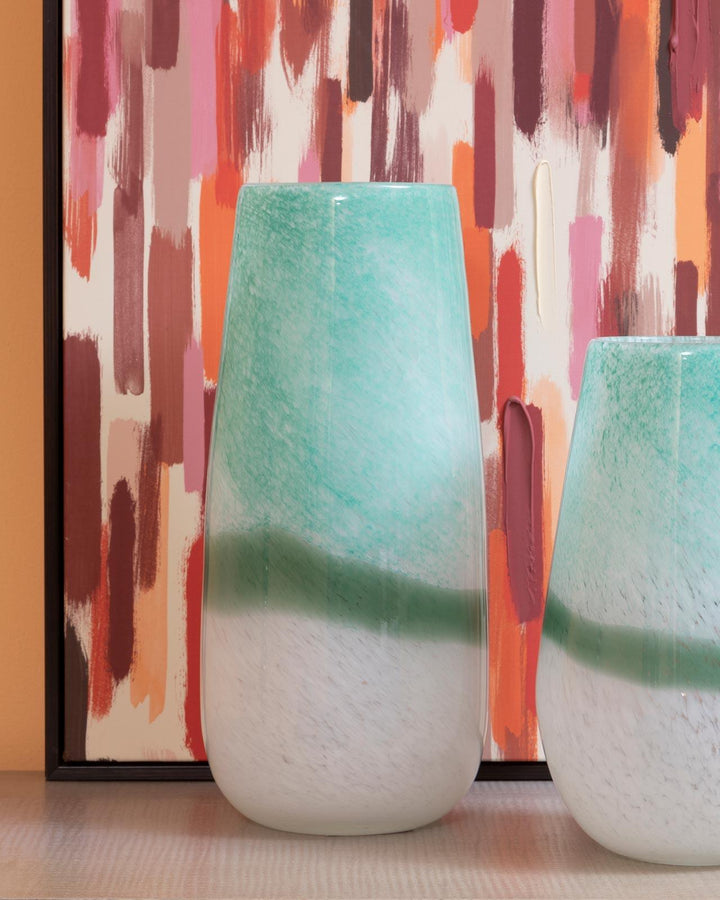 Lucia Tall Turquoise Ombre Glass Vase - Ideal