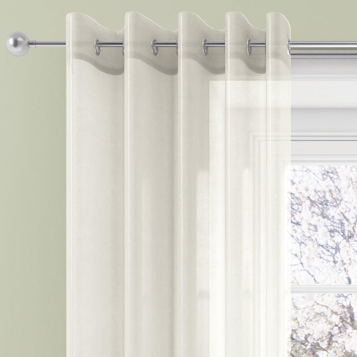 Trent Plain Eyelet Voile Curtain Panels Champagne -  - Ideal Textiles