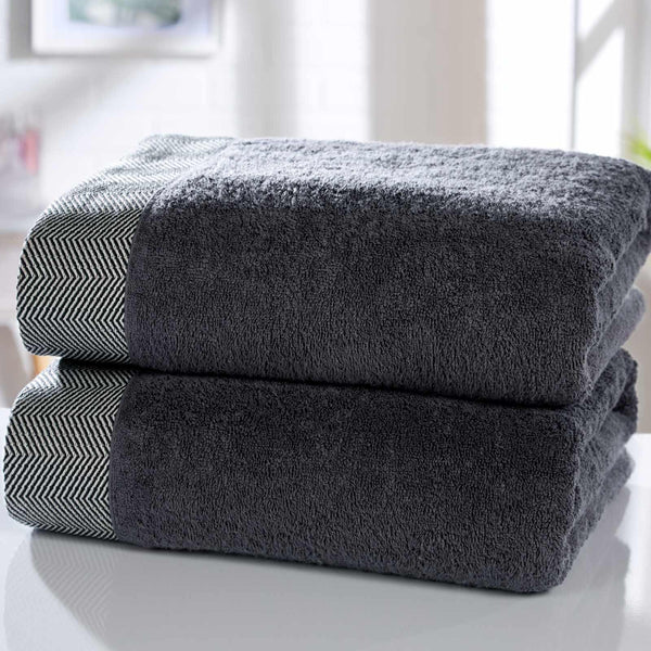 Tidal 100% Cotton Bath Sheet Pair Charcoal - Ideal