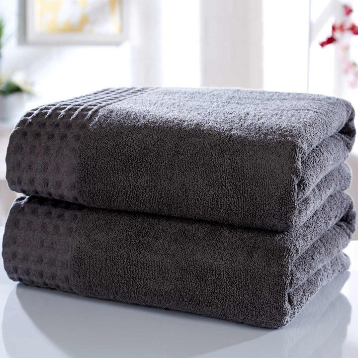 Retreat 100% Cotton Bath Sheet Pair Charcoal - Ideal