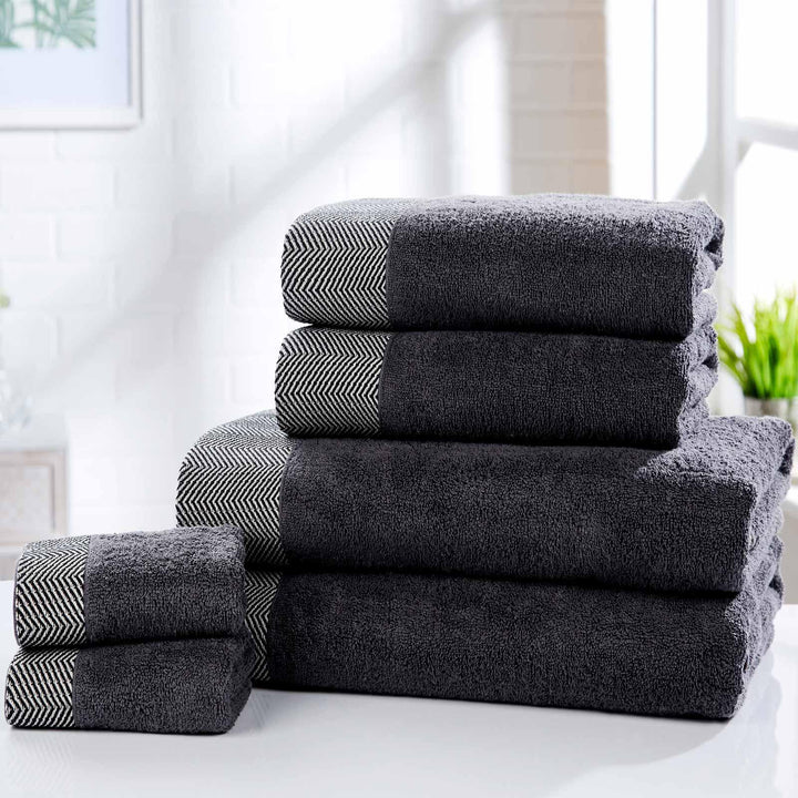 Tidal 100% Cotton 6 Piece Towel Bale Charcoal - Ideal