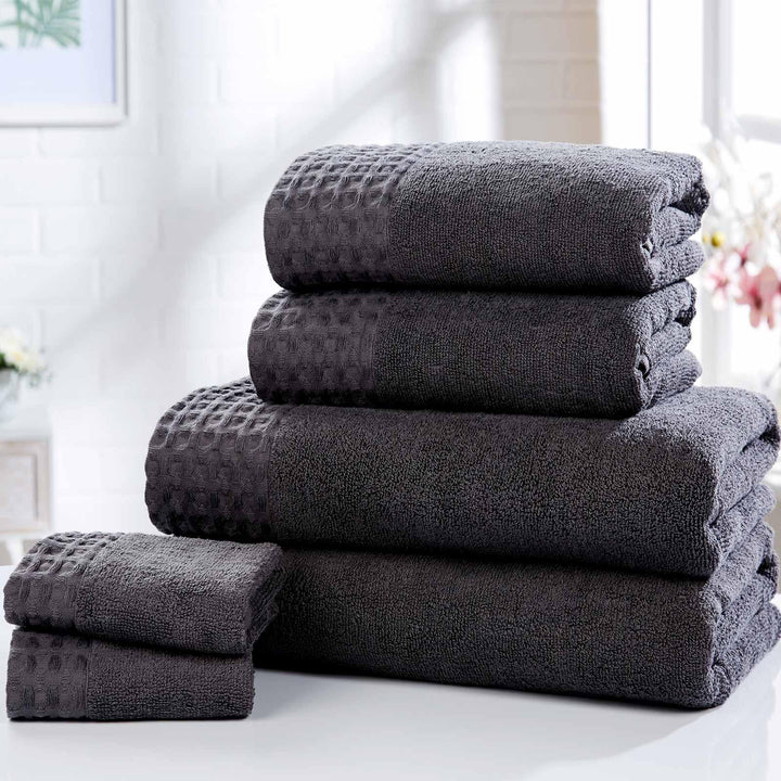 Retreat 100% Cotton 6 Piece Towel Bale Charcoal - Ideal