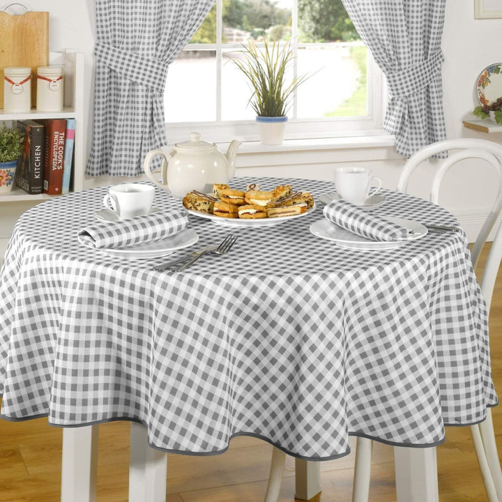 Molly Gingham Check Charcoal Tablecloths & Napkins - Ideal