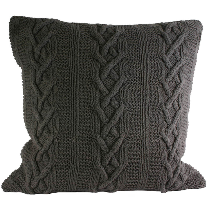 Aran Cable Knit Charcoal Cushion Covers 22'' x 22'' -  - Ideal Textiles