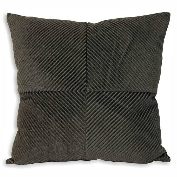 Infinity Geometric Ribbed Charcoal Filled Cushions 18'' x 18'' - Polyester Pad - Ideal Textiles