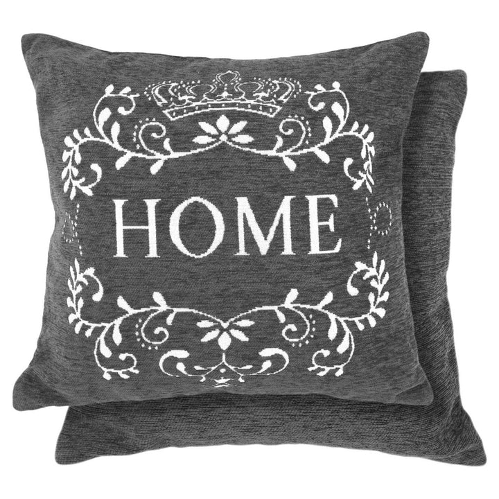 Amor Home Chenille Charcoal Cushion Cover 17" x 17" - Ideal