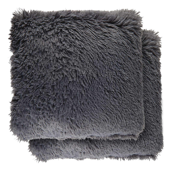 Doux Soft Faux Fur Charcoal Cushion Cover 17" x 17" - Ideal
