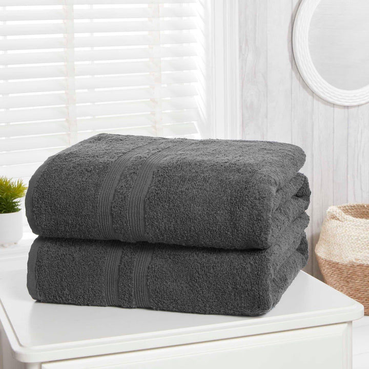 Camden Charcoal 2 Piece Bath Sheet Towel Set -  - Ideal Textiles