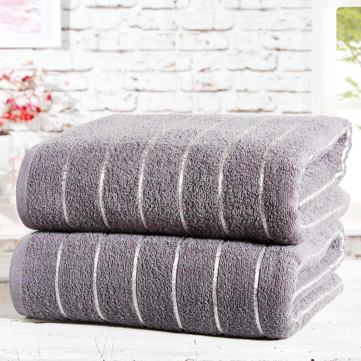 Sandringham Charcoal 2 Piece Bath Sheet Towel Set -  - Ideal Textiles