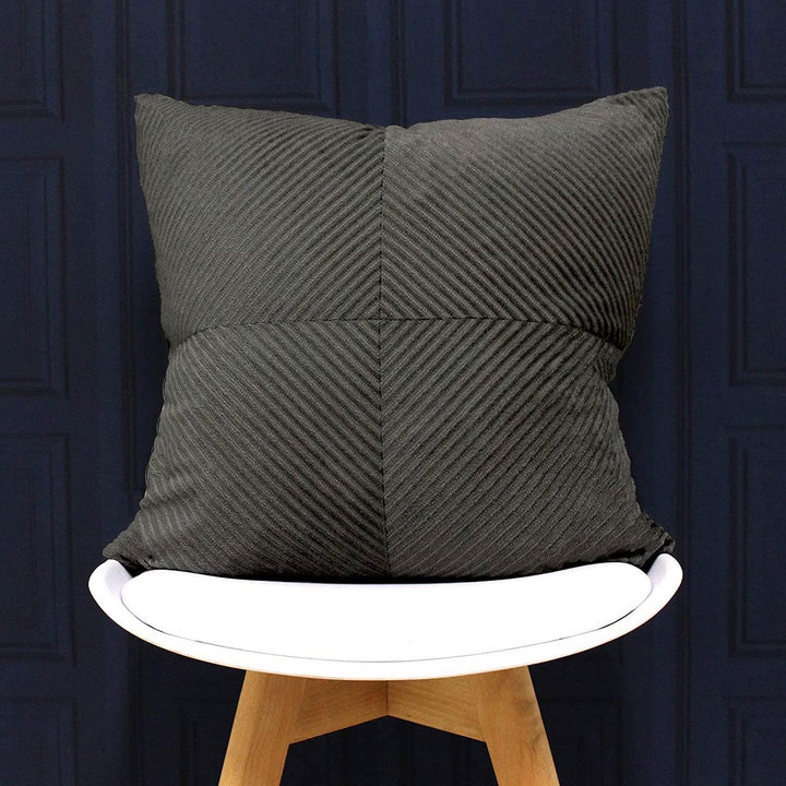 Infinity Geometric Ribbed Charcoal Filled Cushions 18'' x 18'' -  - Ideal Textiles