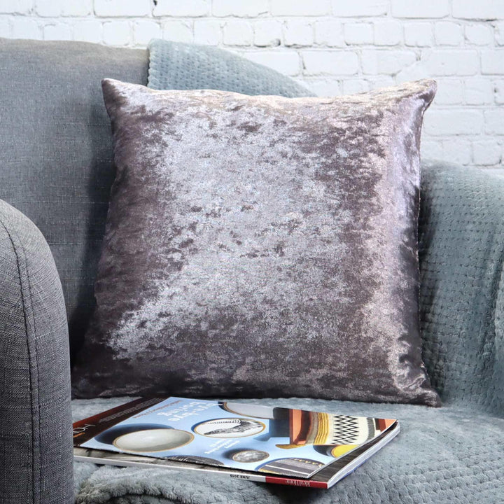 Sahara Crushed Velvet Charcoal Cushion Covers 18" x 18" -  - Ideal Textiles