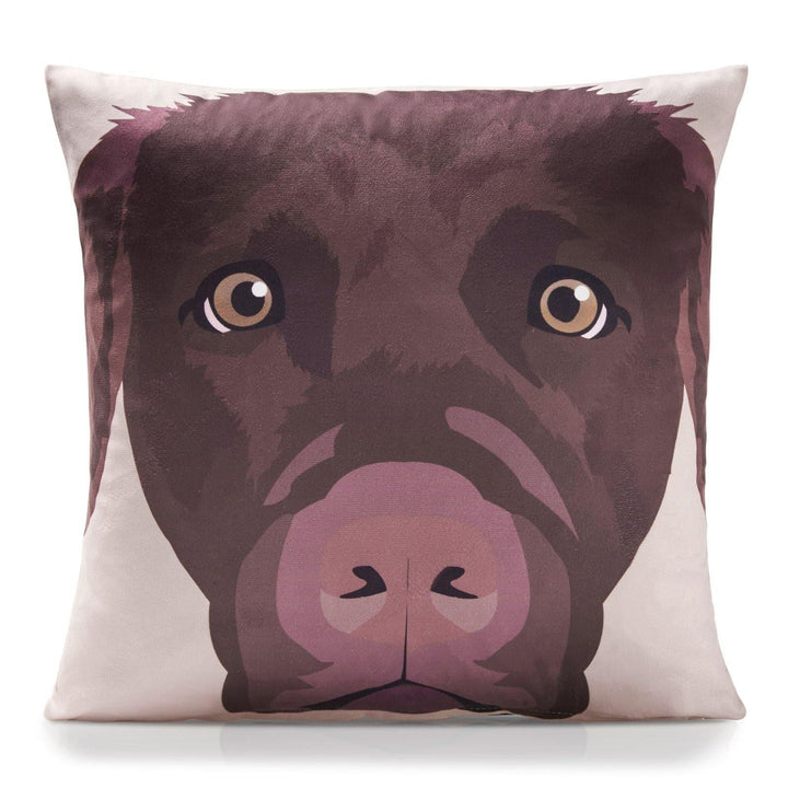 Chocolate Labrador Velvet Cushion Cover 18" x 18" -  - Ideal Textiles