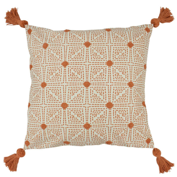 Chia Geometric Tufts & Tassels Coral Cushion Covers 20'' x  20'' -  - Ideal Textiles