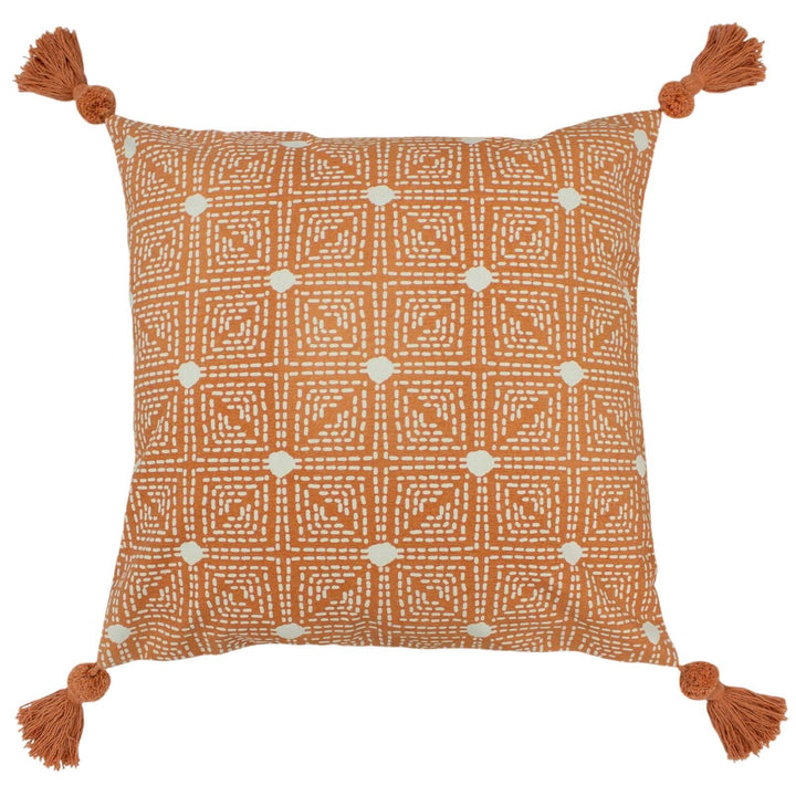 Chia Geometric Tufts & Tassels Coral Cushion Covers 20'' x  20'' -  - Ideal Textiles