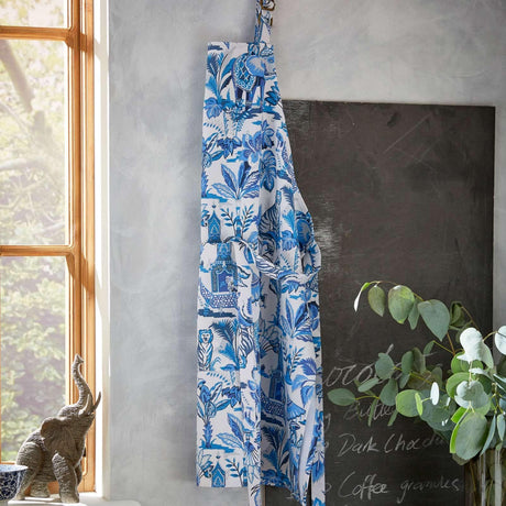 India Blue Luxury Cotton Kitchen Apron Aprons Ulster Weavers   