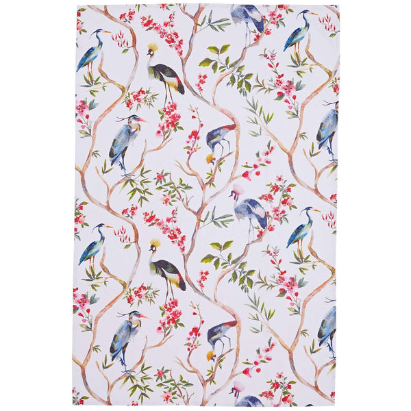 Oriental Birds Luxury Cotton Printed Tea Towel -  - Ideal Textiles