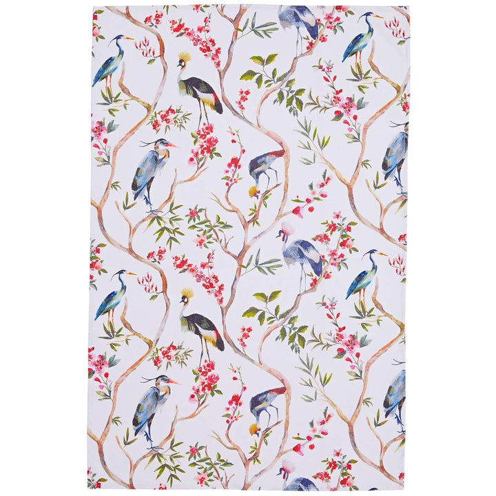 Oriental Birds Luxury Cotton Printed Tea Towel -  - Ideal Textiles