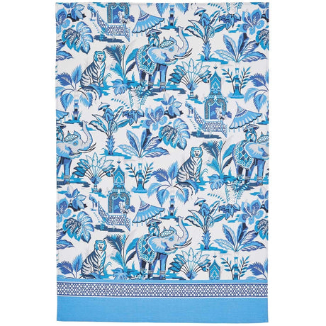 India Blue Luxury Cotton Printed Tea Towel Tea Towels Ulster Weavers   