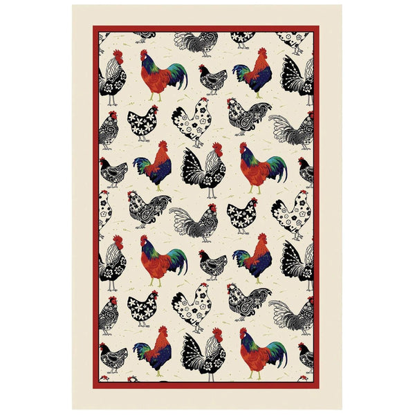 Rooster Luxury Cotton Printed Tea Towel -  - Ideal Textiles