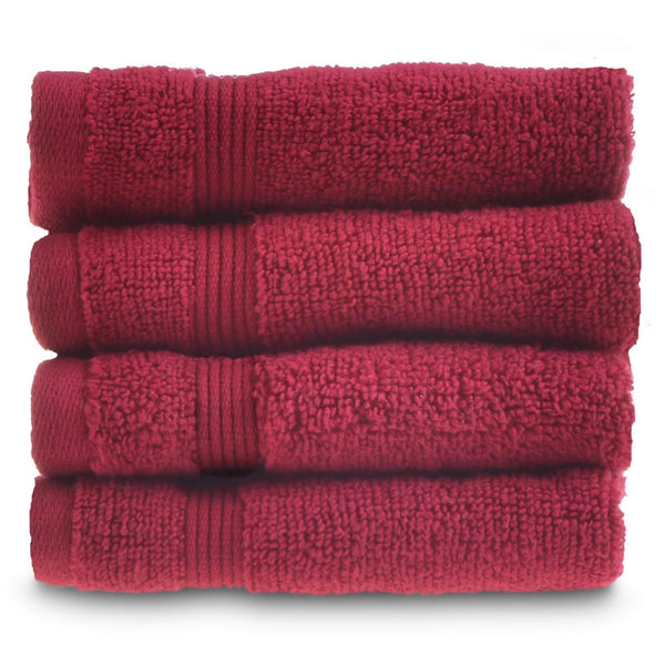 Zero Twist Cranberry Egyptian Cotton 4 Piece Face Cloth Set -  - Ideal Textiles