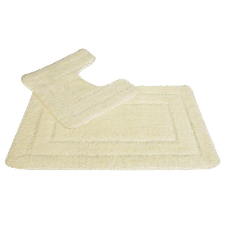 Lisa Microfibre Non-Slip Bath & Pedestal Mat Set Cream -  - Ideal Textiles