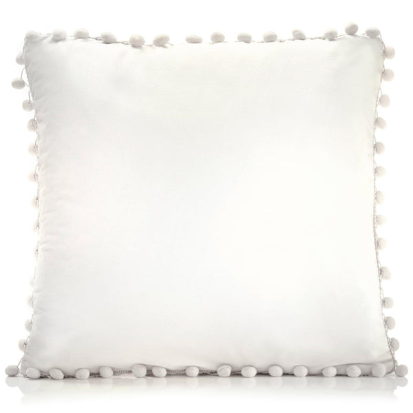 Poms Velvet Pom Pom Cream Cushion Cover 17" x 17" -  - Ideal Textiles