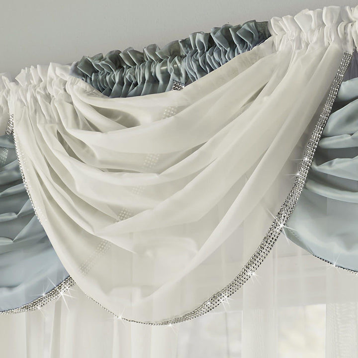 Glitter Diamante Cream Voile Curtain Swags -  - Ideal Textiles