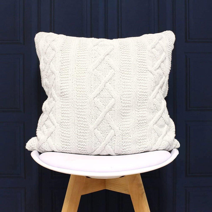 Aran Cable Knit Cream Cushion Covers 22'' x 22'' -  - Ideal Textiles