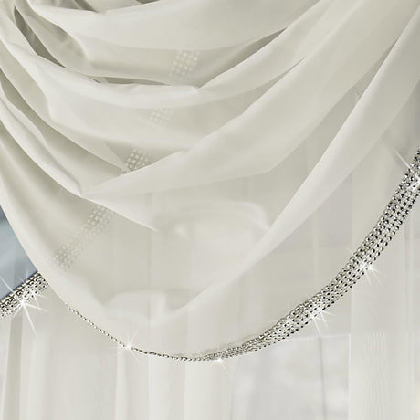 Glitter Diamante Cream Voile Curtain Swags Voile Curtain Alan Symonds   
