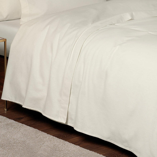 Luxury 100% Brushed Cotton Flannelette Flat Sheets Cream - Single - Ideal Textiles