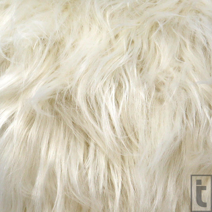 Mongolian Faux Fur Cream Cushion Cover 17'' x 17'' - Ideal