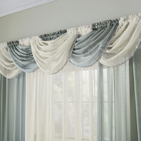 Glitter Diamante Cream Voile Curtain Swags Voile Curtain Alan Symonds   
